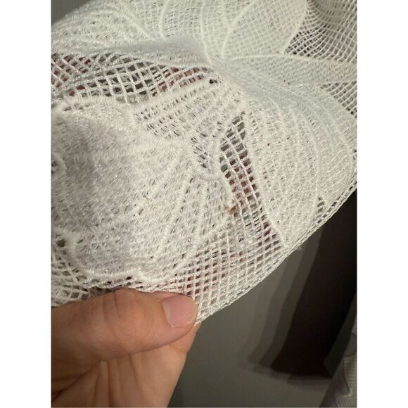 Anthropologie Mare Mare Off White Embroidered Floral Netted Mini Dress Medium - Picture 5 of 9